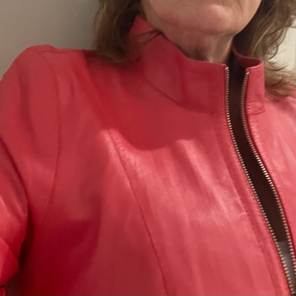 Baggio Rossini Red Leather Jacket. Size 12